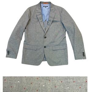 JackThreads Cotton Blazer Dotted Blue Chambray Denim Dots Size 42